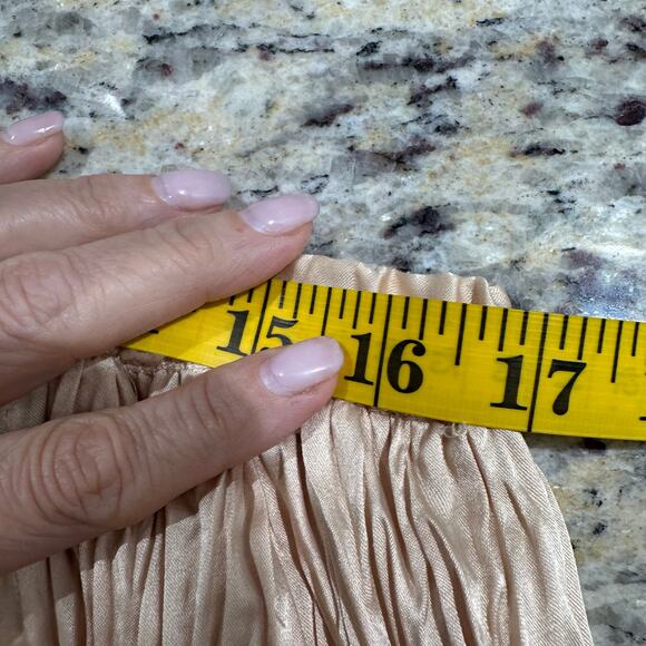 Sundance Pleated gold front slits Gold Maxi Skirt size L-XL - Picture 8 of 9